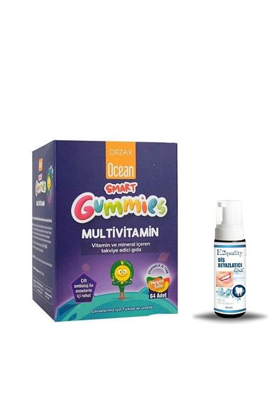 Ocean Orzax Ocean Smart Gumies - 64 Pieces Multivitamin Juicy Gel + Gift Teeth Whitening Foam