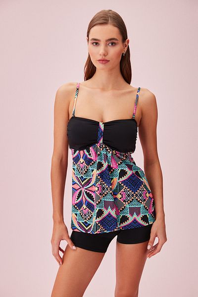 SUWEN Patterned Tankini Set