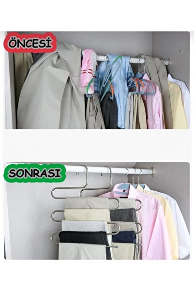 stilsenin34 5 Katlı Metal Pantalon Eşarp Askısı Dolap Içi Düzenleyici Krom Pa...