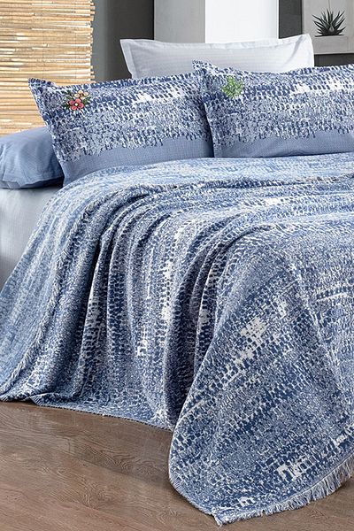 Sarev Darcia Indigo Single Pique Set - 100% Cotton, Dyed Thread