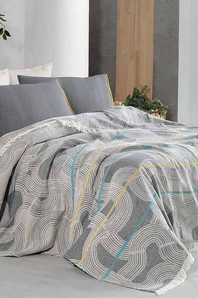Sarev Gemma Gray Double Pique Set - 100% Cotton Yarn Dyed