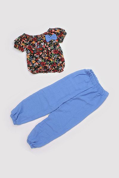 Peki Set bluză și pantaloni pentru copii - Airobin Printed, set de 5, vară, fund elastic - 13291