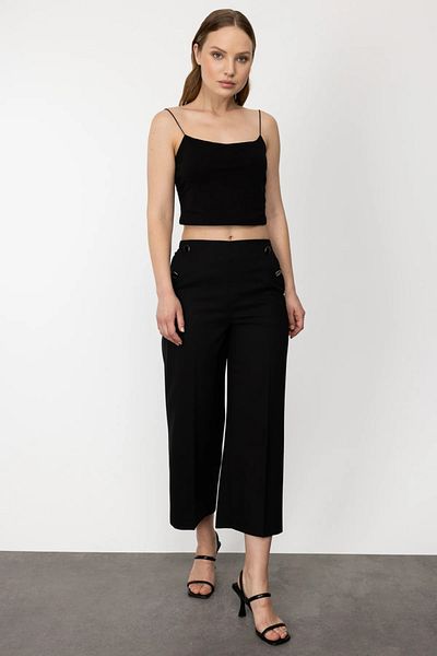 Ekol Wide Leg Capri Trousers Black