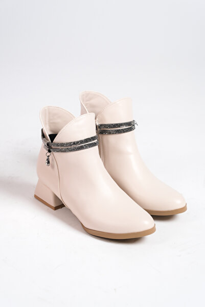 BAKGİY Bej Cilt Kadın Taşlı Bot BG1092-116-0001