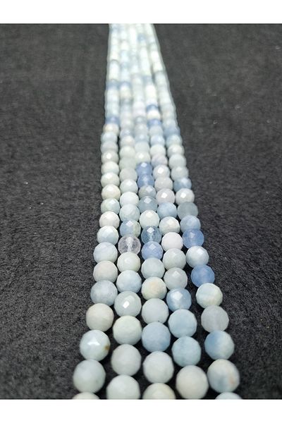 Yüksel Boncuk 8 mm Aquamarine Stone Facet Cut Natural Stone String