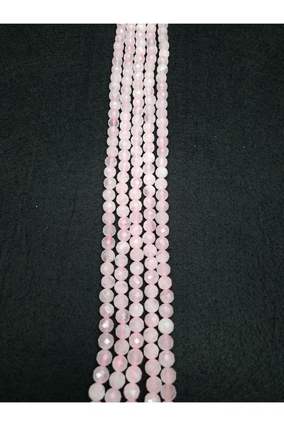 Yüksel Boncuk 8 mm Pink Quartz Stone Facet Cut Natural Stone String
