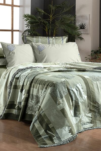 Sarev Carnala Green Single Pique Set - 100% Cotton Yarn DYed