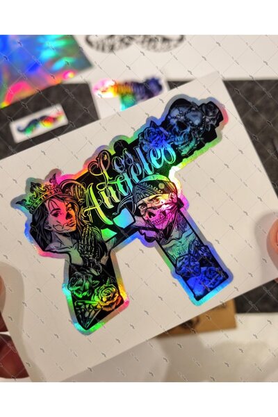 Bay Etiket HLG81 Hologram Gangsta Motifli Uzi Etiketi Simetrik İkili Set