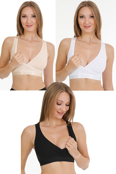 par lingerie pl SET DE 3 BUSTIER DE ALĂPTARE SPORTSMAN NEGRU-ALB-TEN
