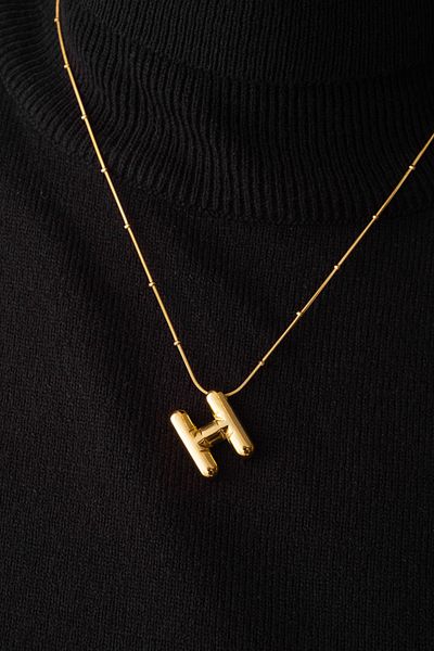ByFlorya Jewelry 45cm Steel Letter "H" Bubble Balloon Necklace - Fish Back Bulk Chain