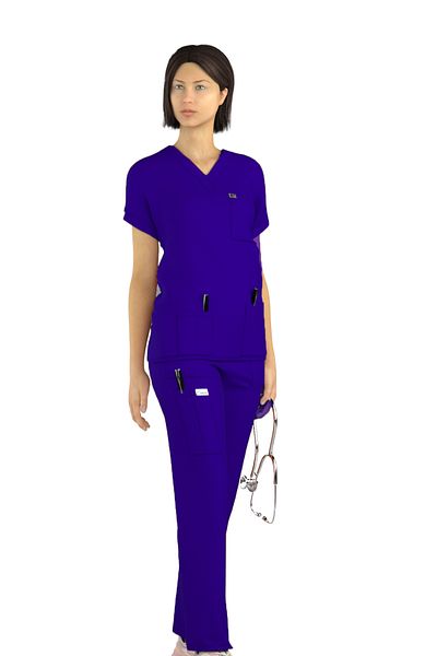 Myscrubs طقم جيرسي للأطباء والممرضات باللون الأزرق الداكن