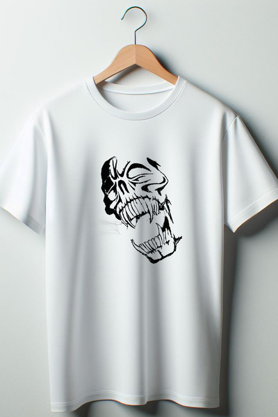 Vordevia Λευκό μπλουζάκι με στάμπα κρανίου με λαιμόκοψη