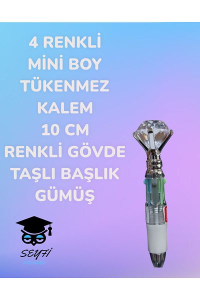 SEYFİKİRTASİYE 4 COLOR MINI SIZE BALL POINT 10 CM COLOR BODY Rhinestone HEAD MULTICOLOR BALL POINT