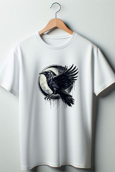 Vordevia Λευκό μπλουζάκι με στάμπα Raven Oversize Crew Neck