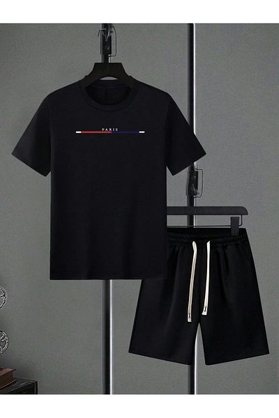 viperkombin Paris printed T-shirt with shorts Bottom Top Set Oversize