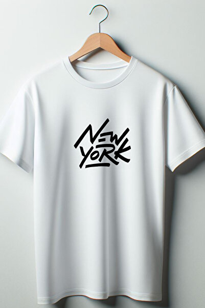 Vordevia Λευκό μπλουζάκι με στάμπα New York Oversize Crew Neck
