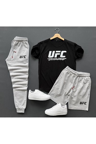 viperkombin UFC Printed Shorts-T-Shirt Sweatpants 3-Piece Set Combination