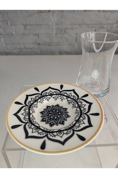 ALANYA HOME DECOR 6 Winter 170 cc Porcelain Plate Tea Set - 12 Pieces