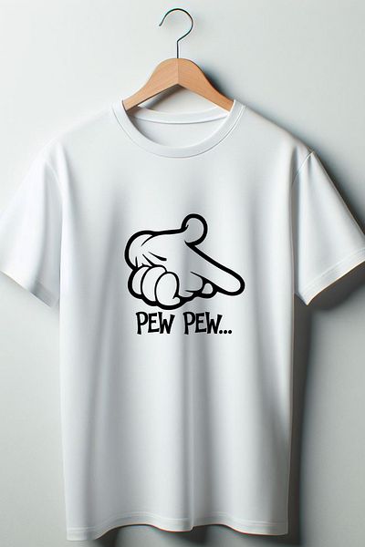 Vordevia Λευκό μπλουζάκι Pew Pew με στάμπα Oversize Crew Neck