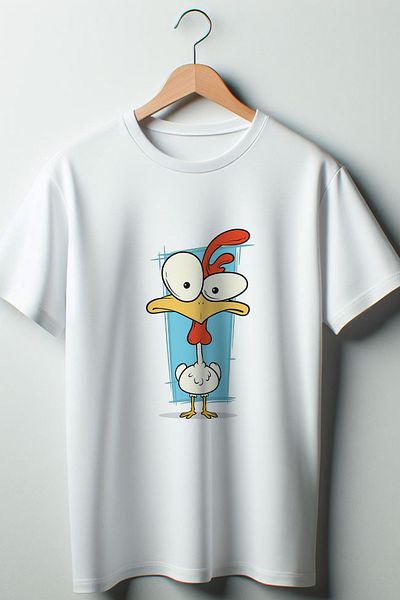 Vordevia Tricou alb oversize cu imprimeu de pui