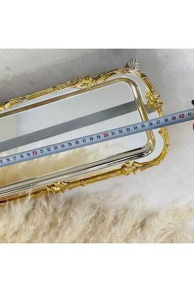 ZÜCACE DEKOR Silver Gold Bordered Standing Baton Presentation Tray