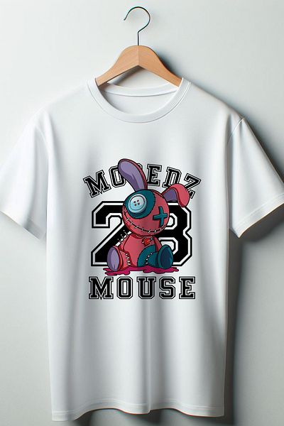 Vordevia Λευκό μπλουζάκι Rabbit 23 με στάμπα Oversize Crew Neck