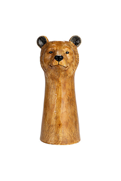 Warm Design El Yapımı Kahverengi Seramik Ayı Vazo