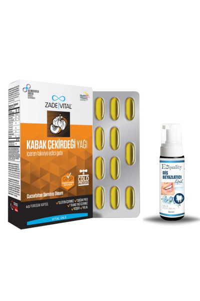 Zade Vital Kabak Çekirdeği Yağı 60 Kapsül + Hediye Diş Beyazlatıcı Köpük