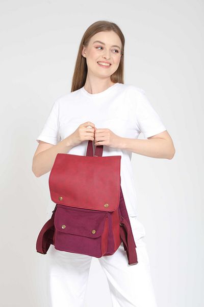 Street Bag Geronimo Casual Backpack with Leather Cover - Camping and Travel Bag, School Bag