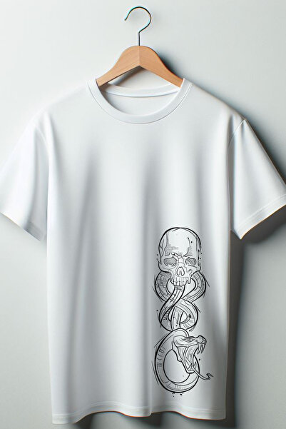 Vordevia Bela majica sa širokim izrezom i zmijskim printom