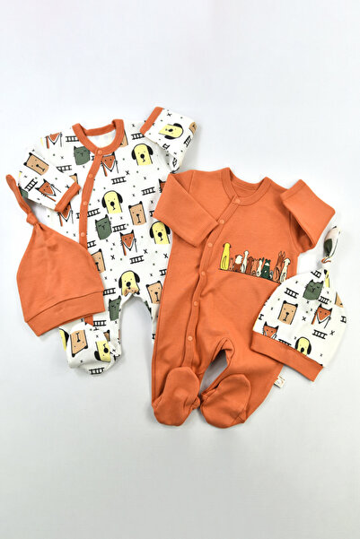MODAMBEBEK Minik Arkadaşlarım Desenli 2'Lü Bebek Tulum Takımı