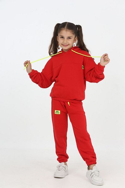ixoskids club طقم بدلة رياضية شتوية بغطاء للرأس للفتيات 100 بالمائة قطن مينا-06030007