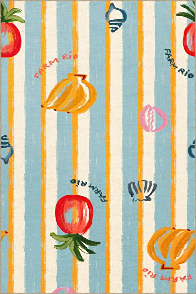 Rugs Modern Halı Meyveli Çizgili Desenli Dokuma Taban ve Dokuma Taban Halı mi...