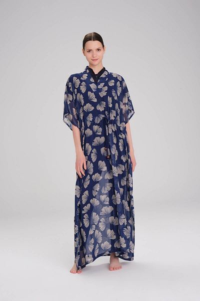 Haşema Μακρύ Pareo 4095 Navy Blue με σχέδιο