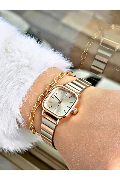 CAPTAİN POLO Luxury Square Minimal Design Women's Wrist Watch and Bracelet Gift
