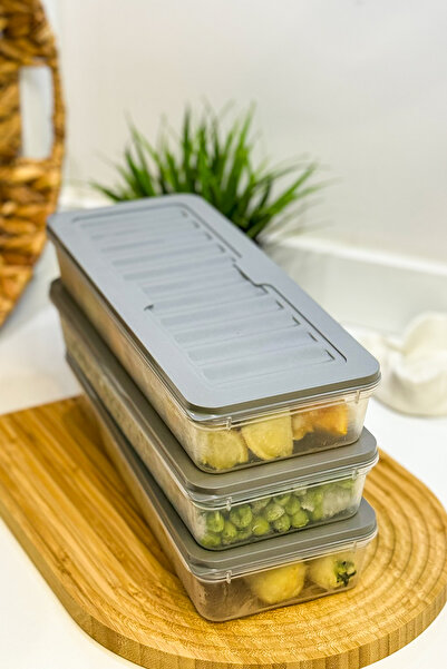 FİTHOME 3-Piece Fridge Organizer - Anthracite Microwave Freezer Organizer, 3 X 1170 ml Convenient Storage Container