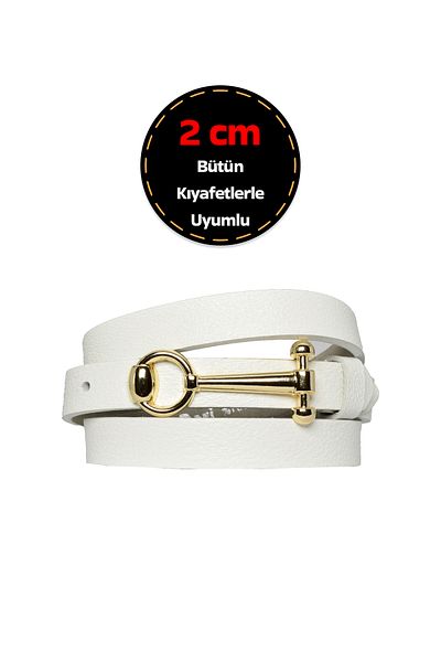 GoDeri 100% piele naturală, culoare aurie Cataramă subțire 2 cm alb lapte curea damă; Rochie, Pantaloni Belt_anht