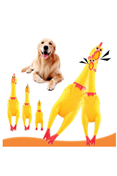 CNGZSHOP Ses Çıkaran Çığlık Atan Komik Tavuk Kedi Köpek Oyuncağı 30 cm