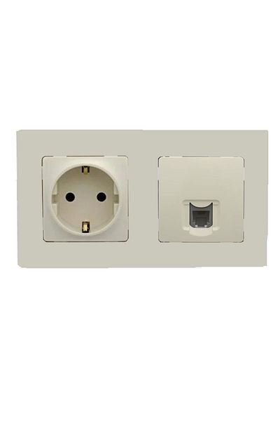 Legrand Salbei Beige (Cream) Set of 2 Grounded Socket and Telephone Numeris Cat3 Set