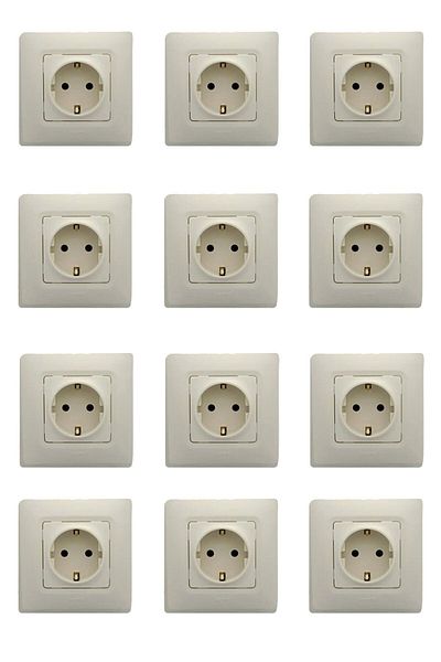 Legrand Salbei Beige (Cream) Grounded Socket 12 Pack (Frame Included)