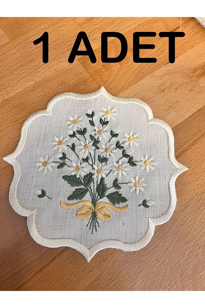 Nakışkonsept Daisy Model Embroidered Cocktail Coffee Presentation Napkin 1 Piece