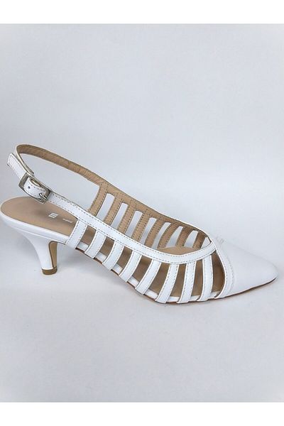 Mira Deri 7 cm Heeled Leather Caged Genuine Women's Stiletto - Open Back