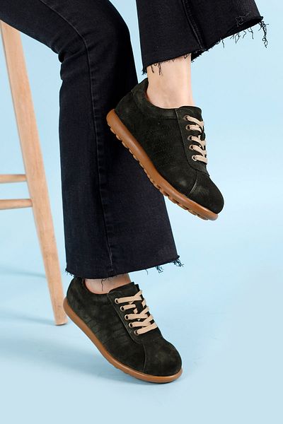 Getcho Lovisa Women's Genuine Suede Leather Khaki Casual Shoes