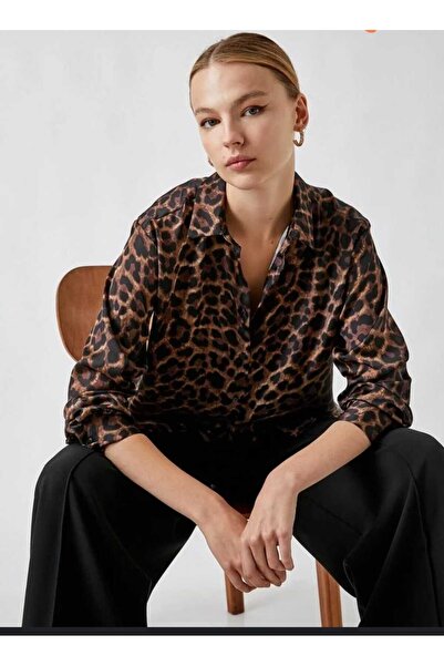 MODAALFABE Сатинова сорочка оверсайз з леопардовим принтом