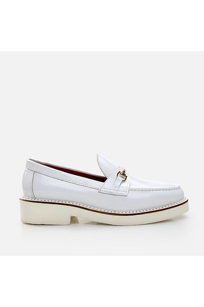 Hotiç Loafer de damă alb din piele naturală