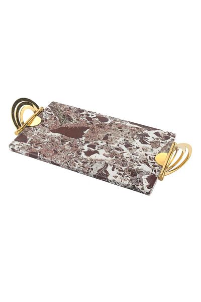 Mikasa Moor Gold Iron Small Claret Red Marble Tray 42x18x2cm