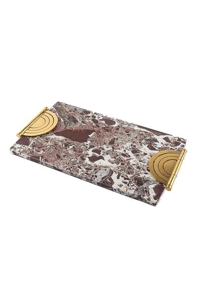 Mikasa Moor Gold Iron Small Claret Red Marble Tray 42x18x2cm