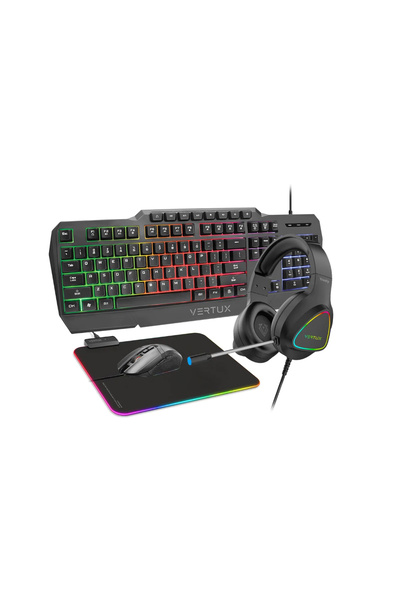 VERTUX Vertukit 4in1 Klavye, Mouse, Mousepad, Kulaklık Oyuncu Gaming Başlangıç Set