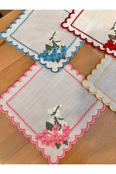 Nakışkonsept Spring Branch Embroidered 4-Piece Cocktail Pecete