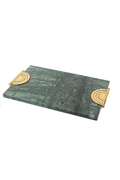 Mikasa Moor Gold Iron Large Green Marble Tray 45x22x2cm